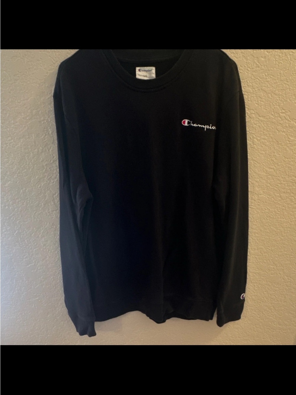 Champion Men’s Black Crewneck with Script Logo